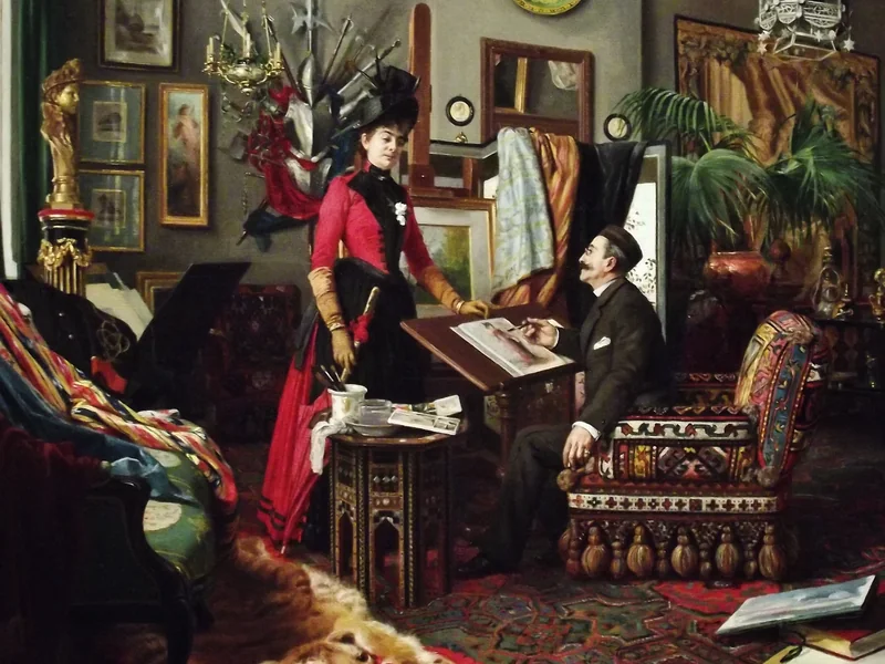 1845-Edouard-Antoine Marsal - Lo studio dell'artista (1889) - Sacramento, Crocker Art Museum.